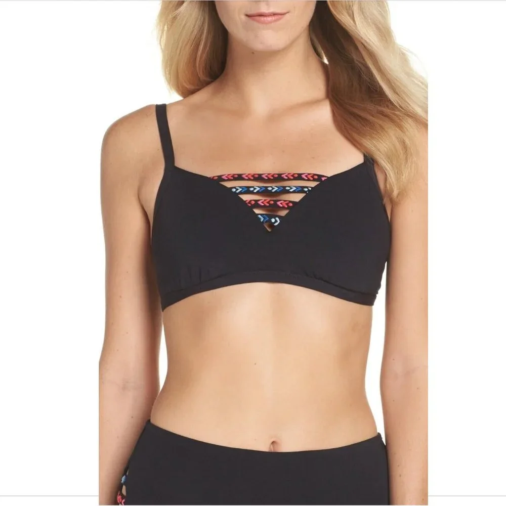 NWT Seafolly Desert Tribe‎ Underwire Bikini Top Black [SZ 6DD US/ 10DD AU]